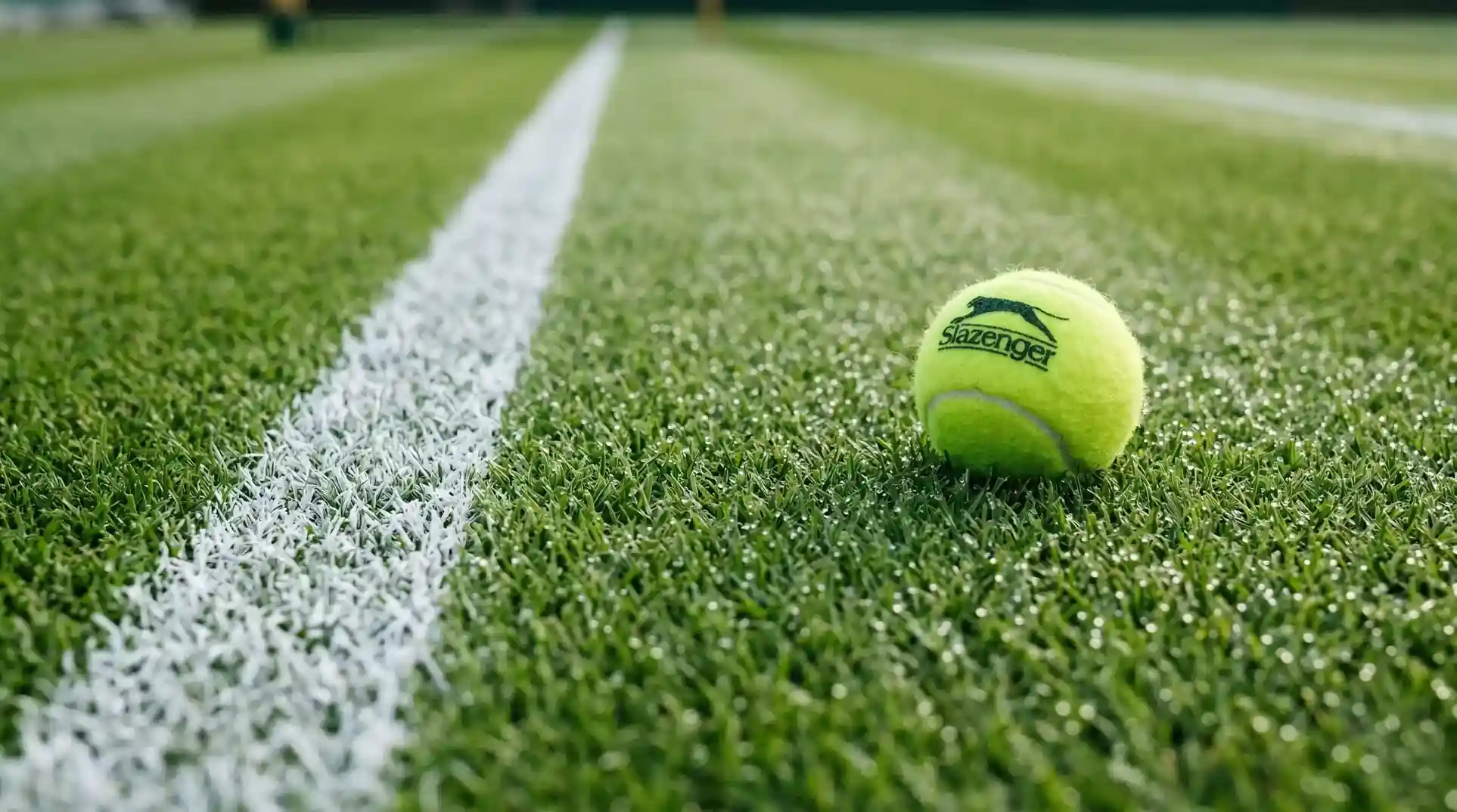 Gräsunderlag på tennisbana med klippt grönt gräs